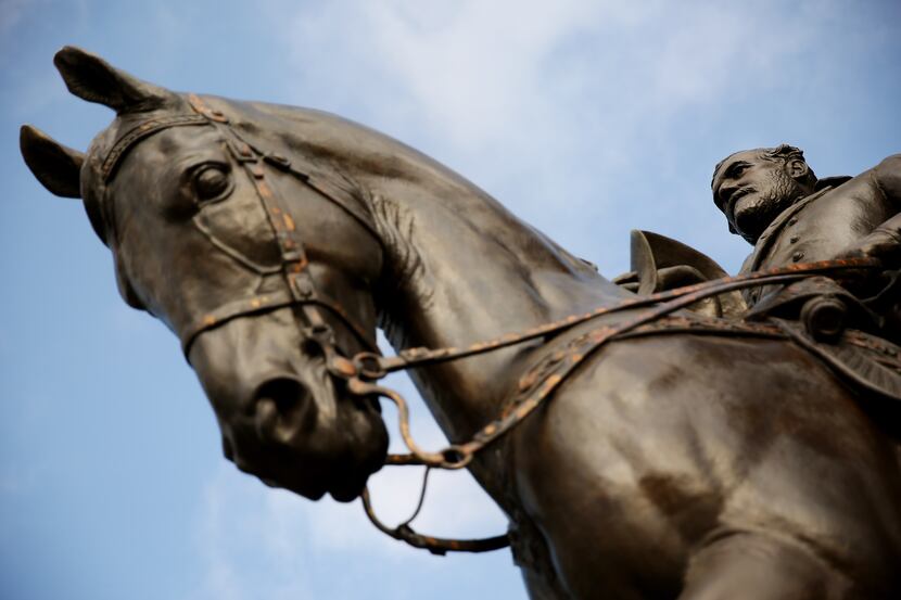 This statue of Confederate general Robert E. Lee at Robert E. Lee Park was removed from an...