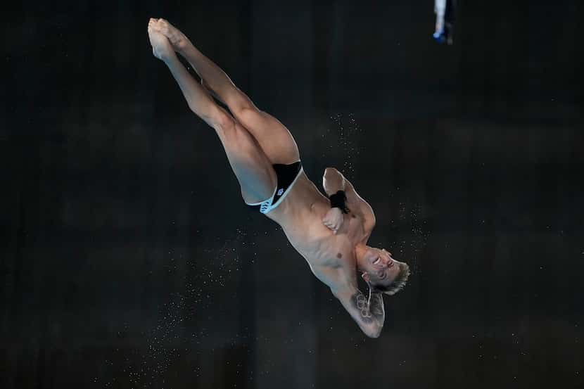  Germany's Timo Barthel competes in the men's 10m platform diving preliminary, at the 2024...