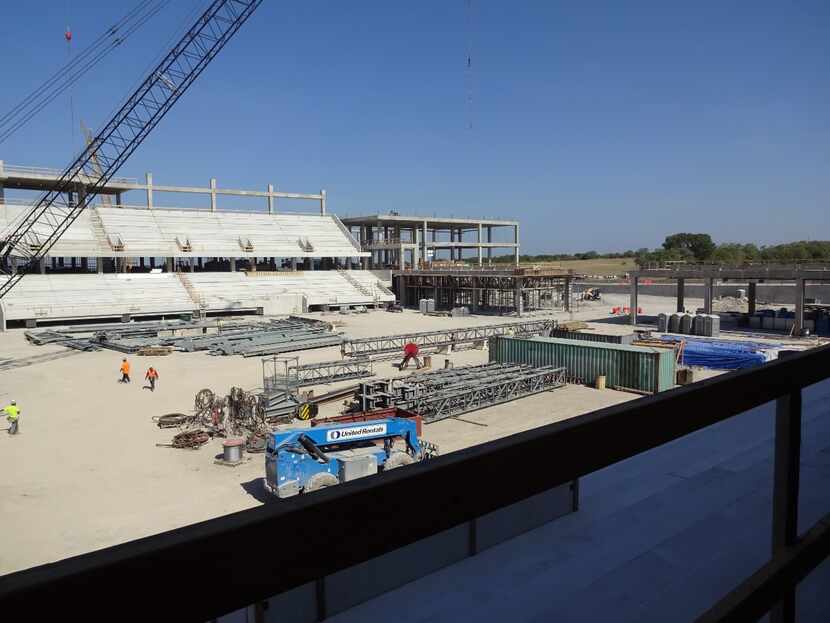  View from the multi-use event center to the north, where construction continues on the...
