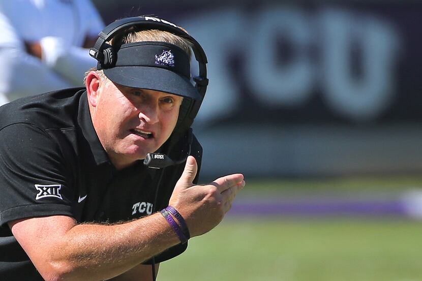 TCU coach Gary Patterson is pictured during the West Virginia Mountaineers vs. the TCU...