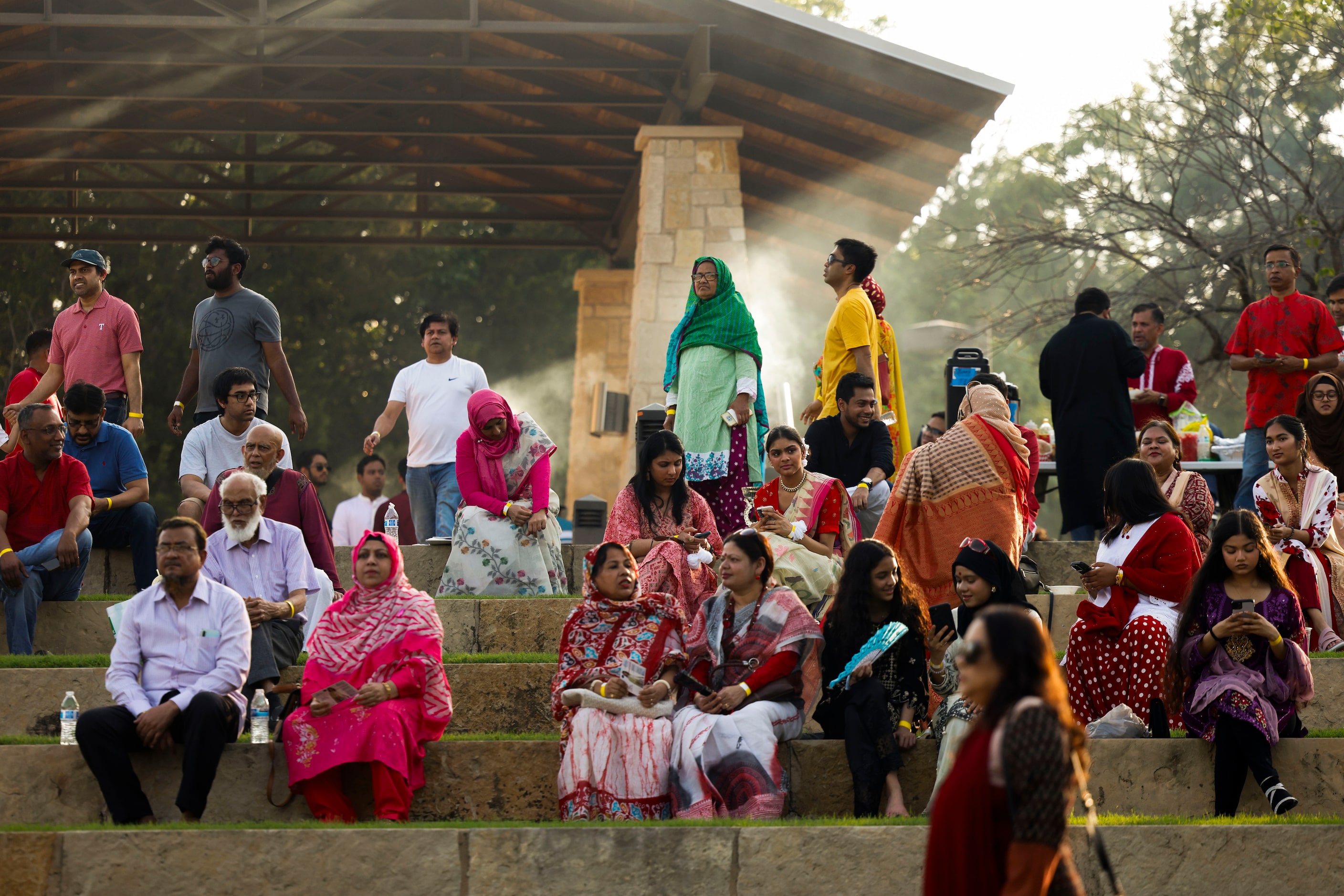 People gather during a Boishakhi Mela hosted by Bangladesh Association Of North Texas, on...