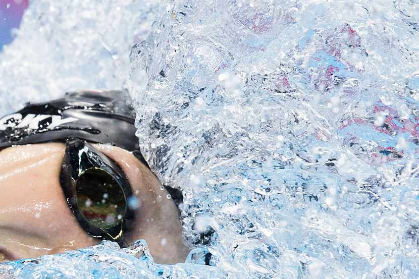 Katie Ledecky  of the USA swims in a 200m freestyle semifinal race at the Rio 2016 Olympic...