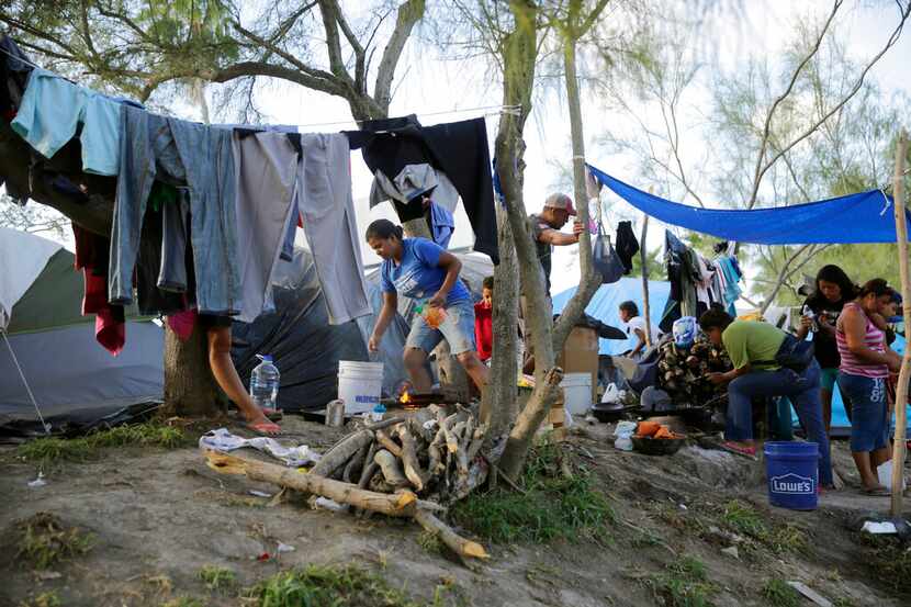 Migrants at the camp in Matamoros, México, on Nov. 5 2019,