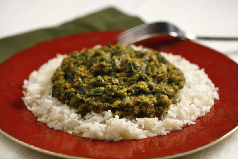 Curried Lentils with Spinach.