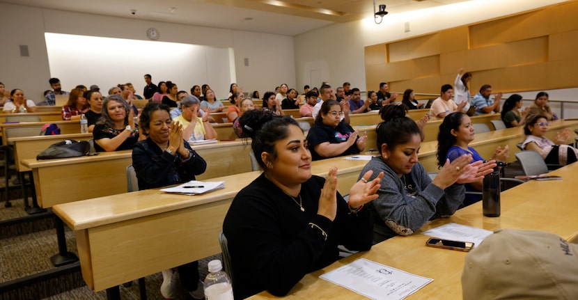 Lili Almazan, originally from Mexico, left, and her sister Araceli Quezada, attend a...