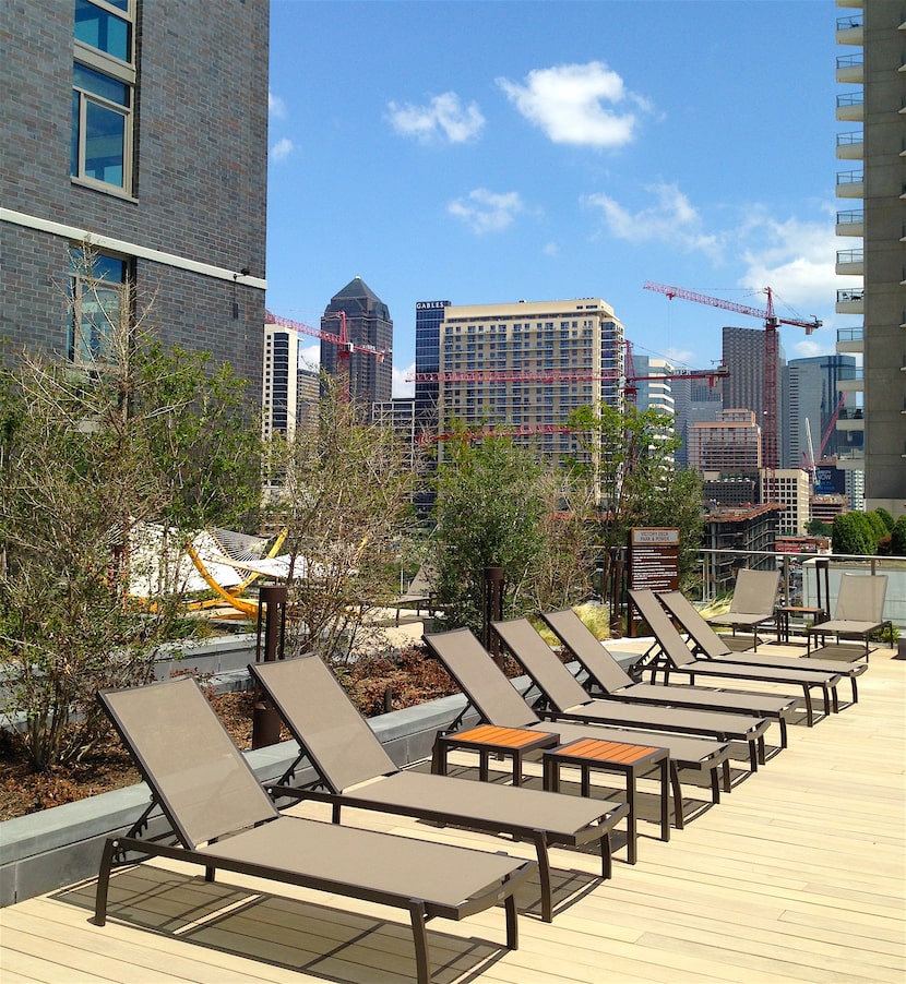 The sun deck at the Ascent apartments at Victory Park.