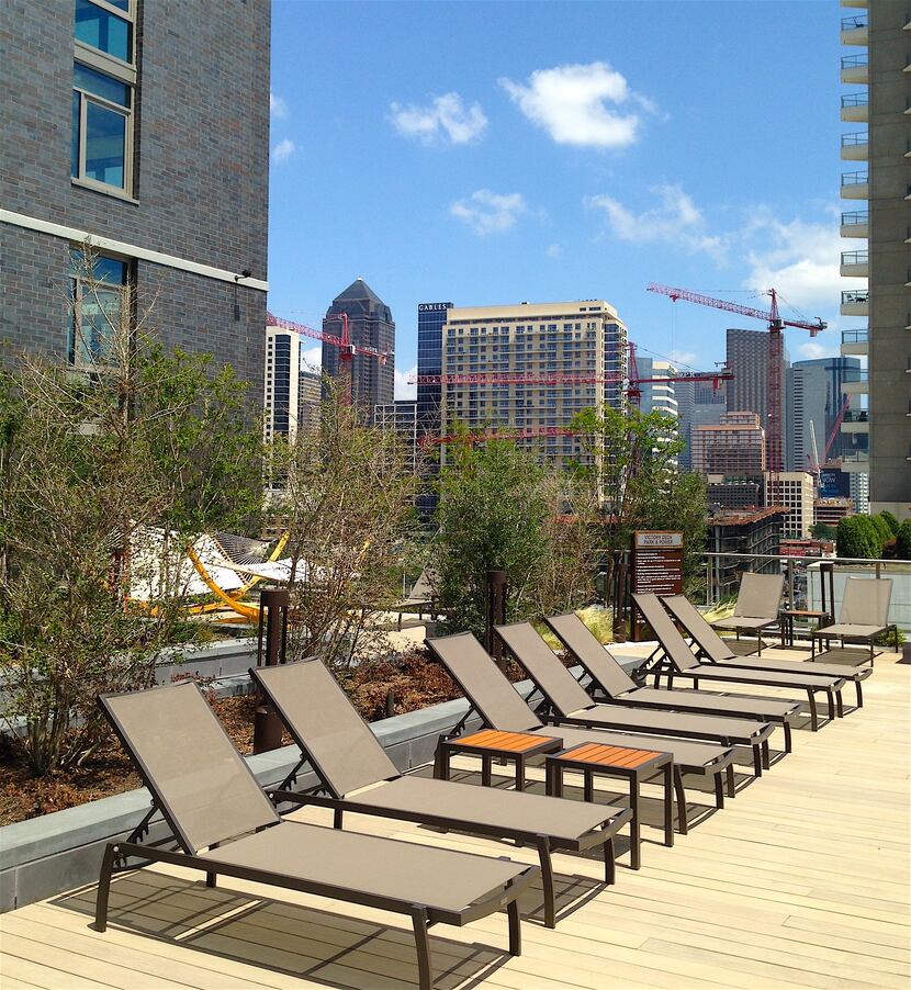 The sun deck at the Ascent apartments at Victory Park.