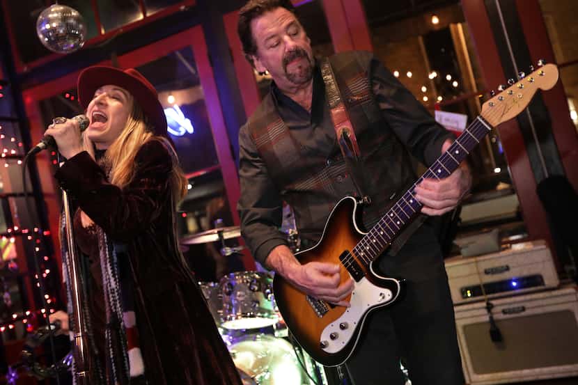 Maylee Thomas, left, and McKinney mayor George Fuller perform with The Maylee Thomas Band...