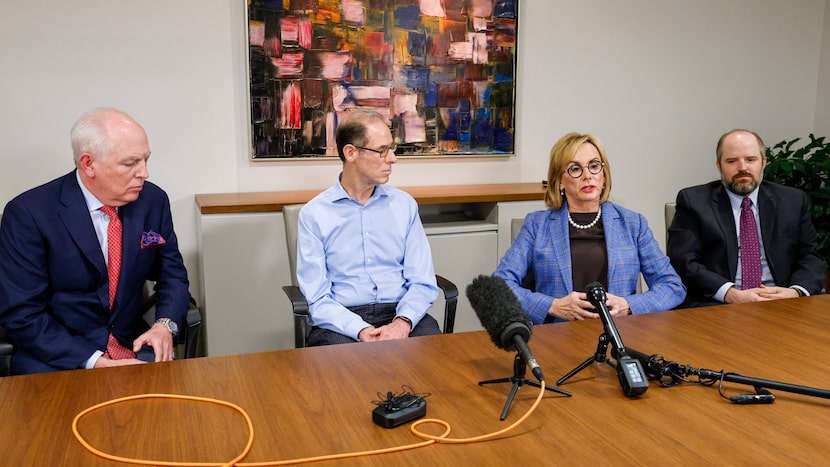 From left, Tom Melsheimer, lawyer representing Jesuit
College Preparatory School Dallas, Lee...