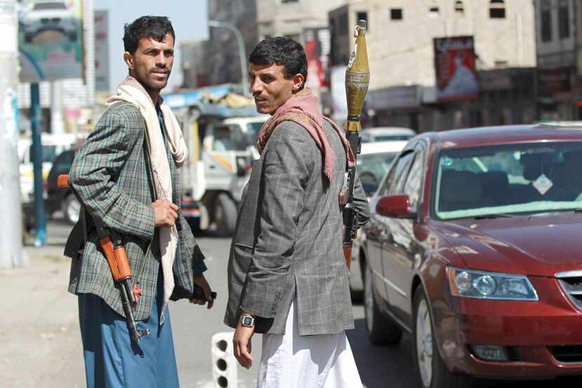 
Houthi rebels manned a checkpoint near the presidential palace in Sanaa, Yemen, on Wednesday.

