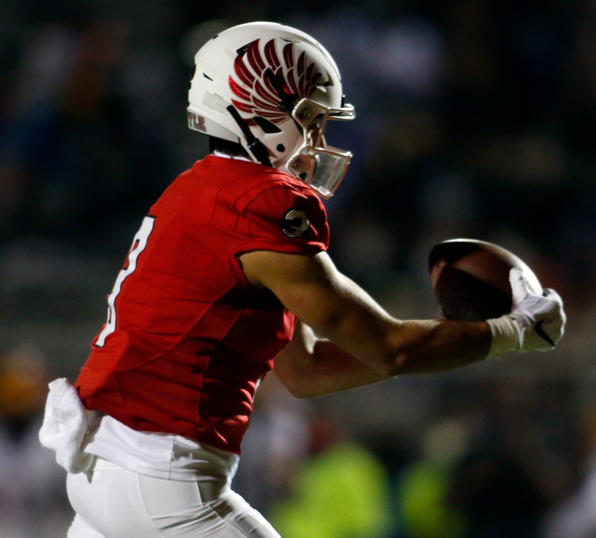 Argyle receiver Cash Walker (3) reaches to pull in a 42-yard pass for an Eagle touchdown...