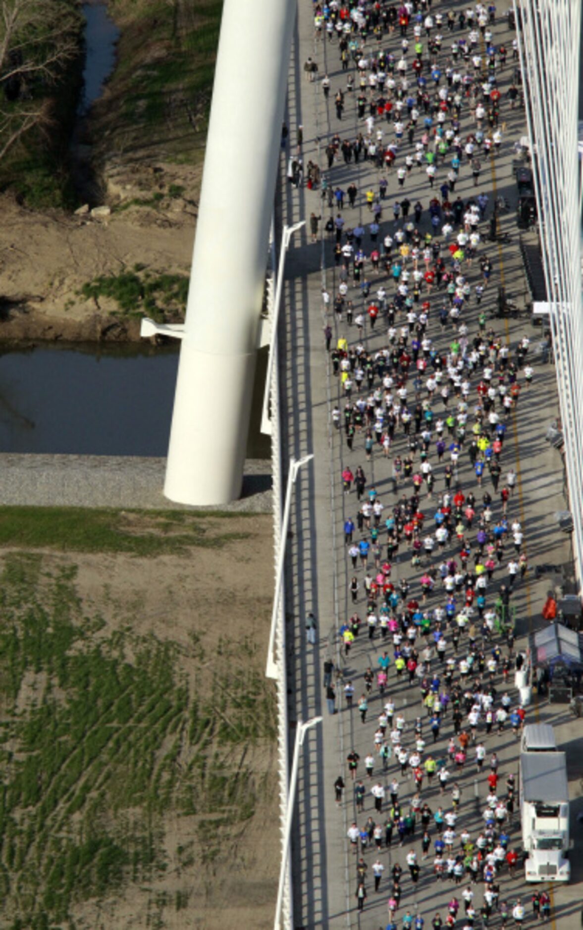 The eighth annual MWH Trinity River Levee Run takes part on the Margaret Hunt Hill Bridge on...