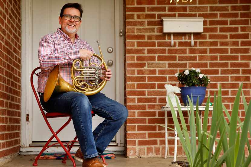 Brian Brown, a freelance French hornist, is spending time at his Hurst home when he'd rather...
