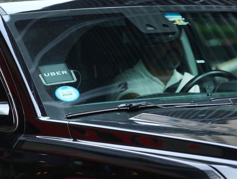 An Uber SUV waits for a client in Manhattan.