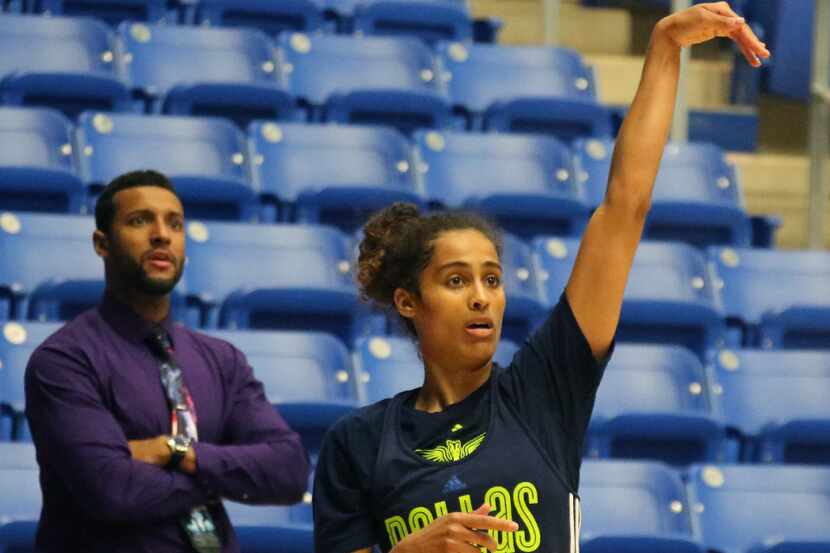 Dallas Wings guard Skylar Diggins-Smith is pictured during Dallas Wings training camp at...