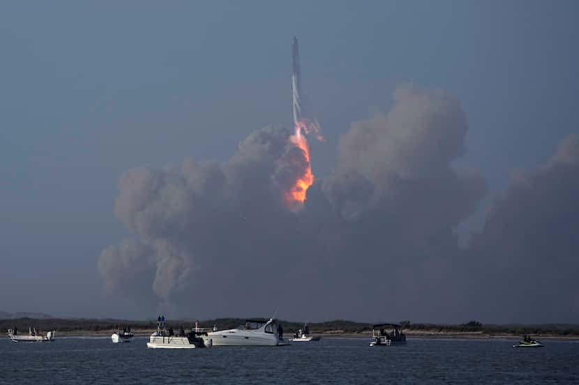 A SpaceX Starship launched from Starbase in South Texas in 2023.