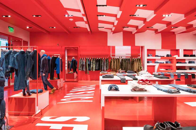 Red and white all over: Premium denim brand Diesel opened a new store at NorthPark Center in...