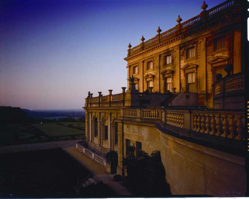 The back of Cliveden House at dusk.