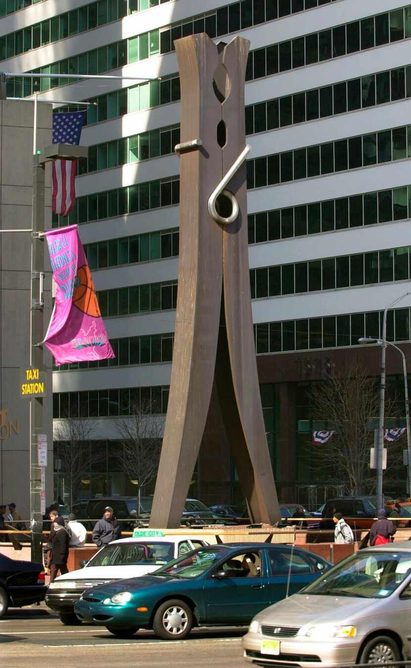 Oldenburg's "Clothespin" sculpture on display in the Center City section of Philadelphia on...