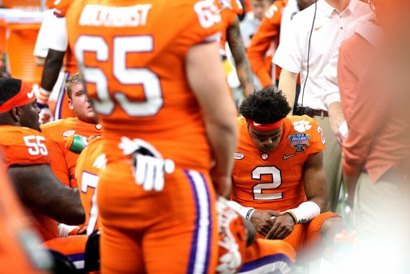 NEW ORLEANS, LA - JANUARY 01:  Kelly Bryant #2 of the Clemson Tigers reacts in the second...