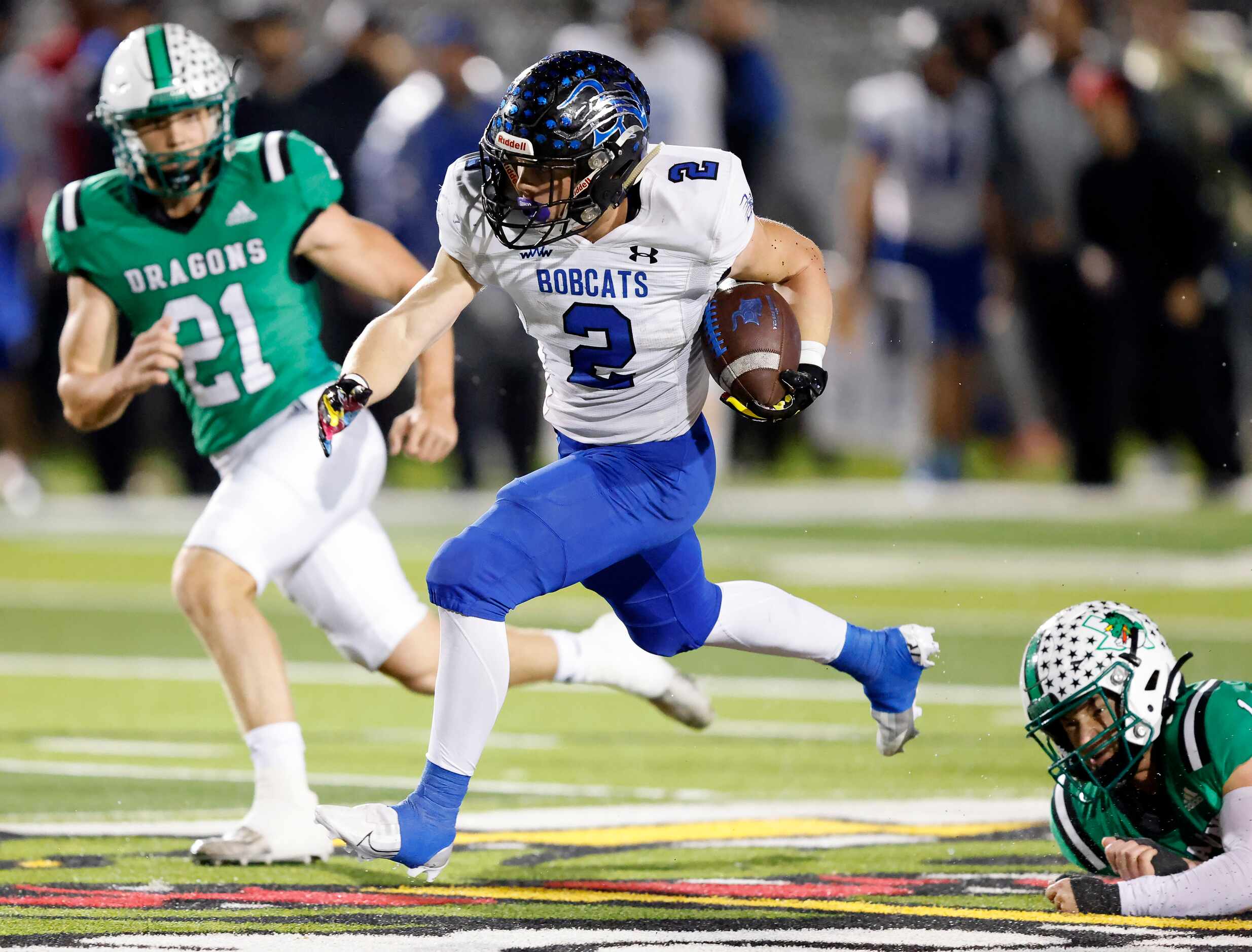 Byron Nelson running back Aaron Darden (2) carries the ball against Southlake Carroll in the...