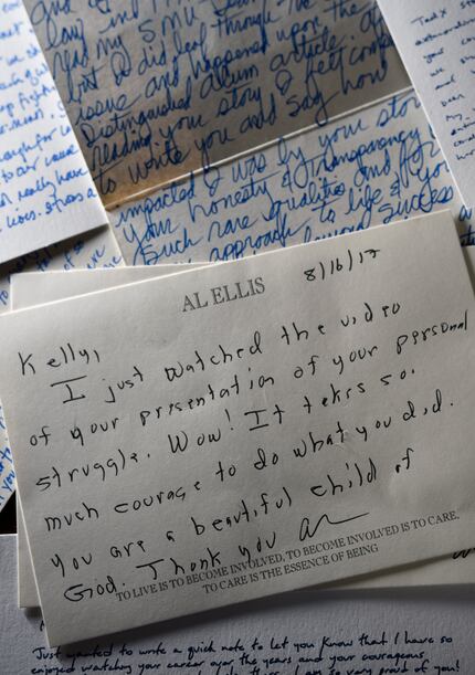 In one of the drawers in Kelly Rentzel's office are letters of thanks from people who have...