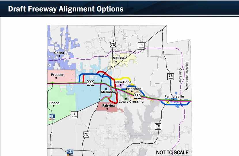 This slide from a Texas Department of Transportation presentation shows the five proposed...