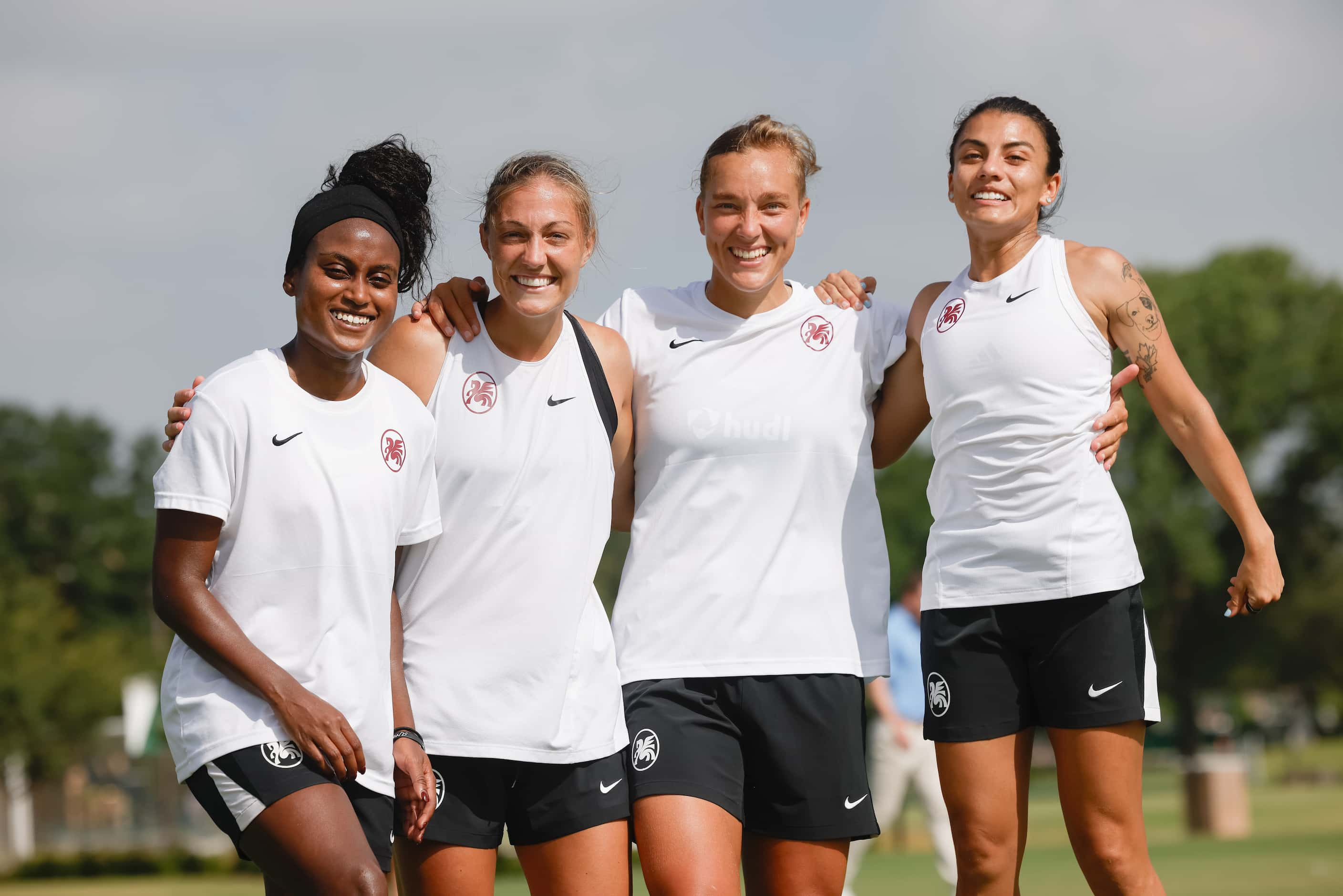 From left, Dallas Trinity FC players Chioma Ubogagu, Hannah Davison, Jenny Danielsson and...