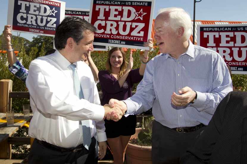 U.S. Sens. Ted Cruz (left) and John Cornyn will host a fundraiser designed to help the GOP...