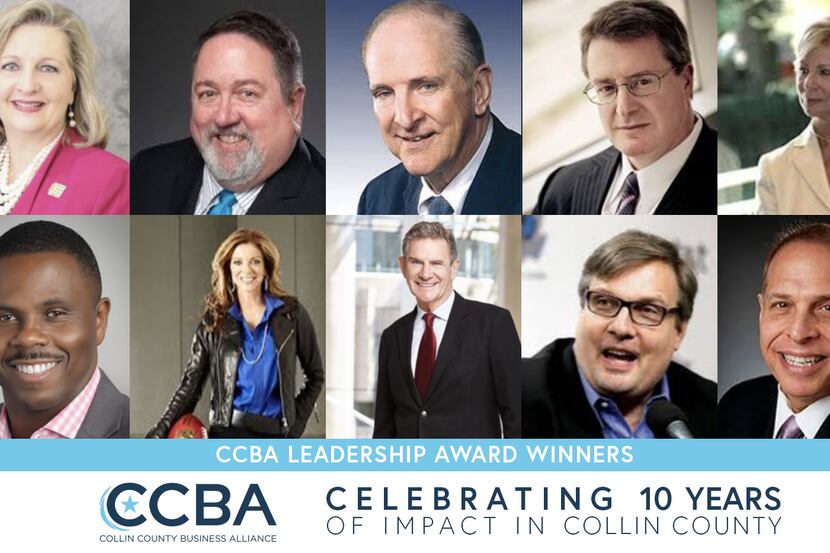 A collage of 10 photos featuring business leaders of Collin County. The text reads "CCBA...