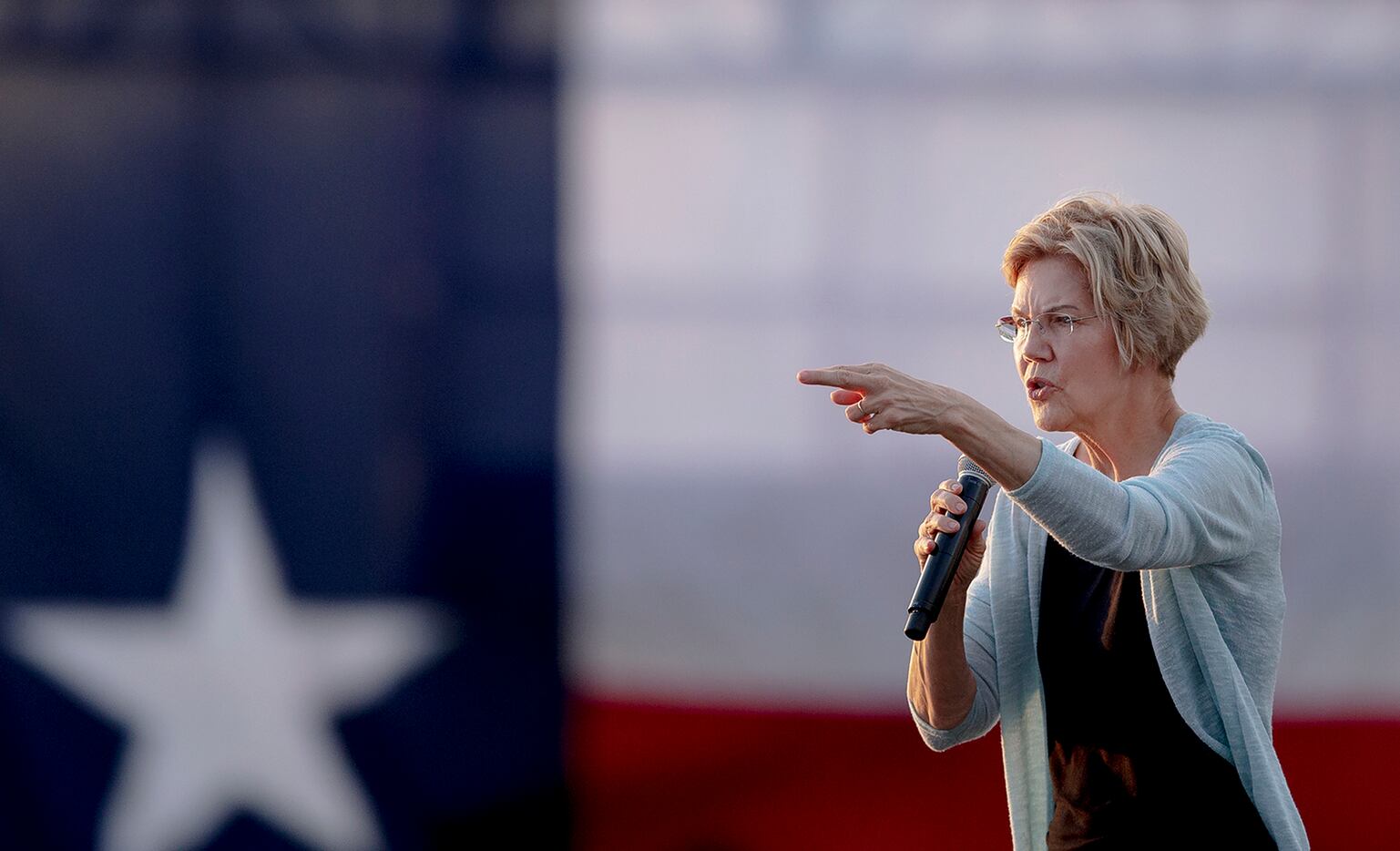 Democratic presidential candidate Elizabeth Warren, D-Mass., speaks during a rally on...
