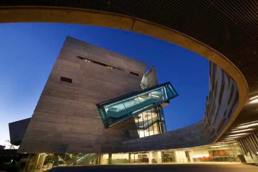
The main entrance of Perot Museum of Nature and Science shows off the 54-foot...