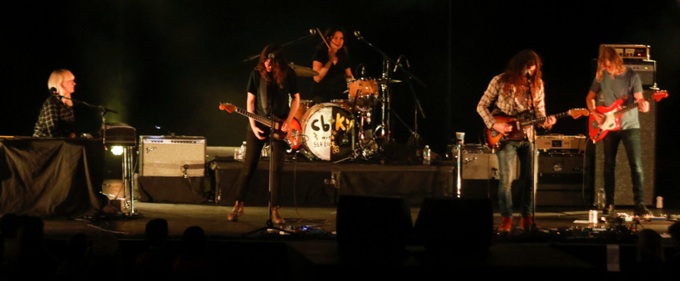 Courtney Barnett, front left and Kurt Vile, front right, with their band The Sea Lice...