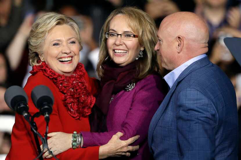 Democratic presidential candidate Hillary Clinton campaigned with former Arizona Rep. Gabby...