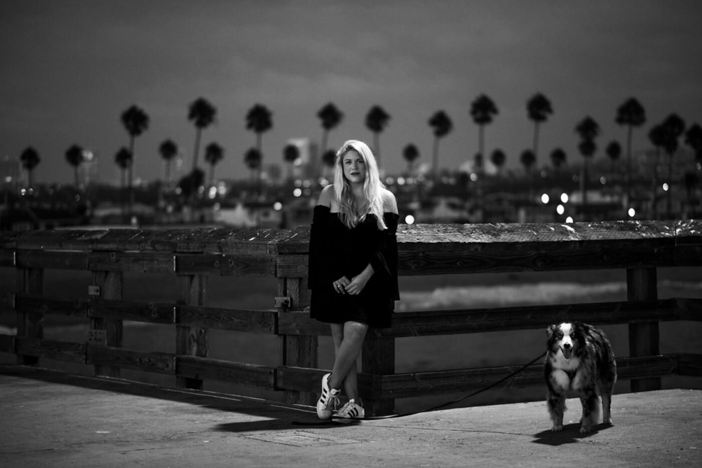 Terra Newell and her dog, Cash, at the Balboa Pier in Newport Beach, Calif., on September 8,...