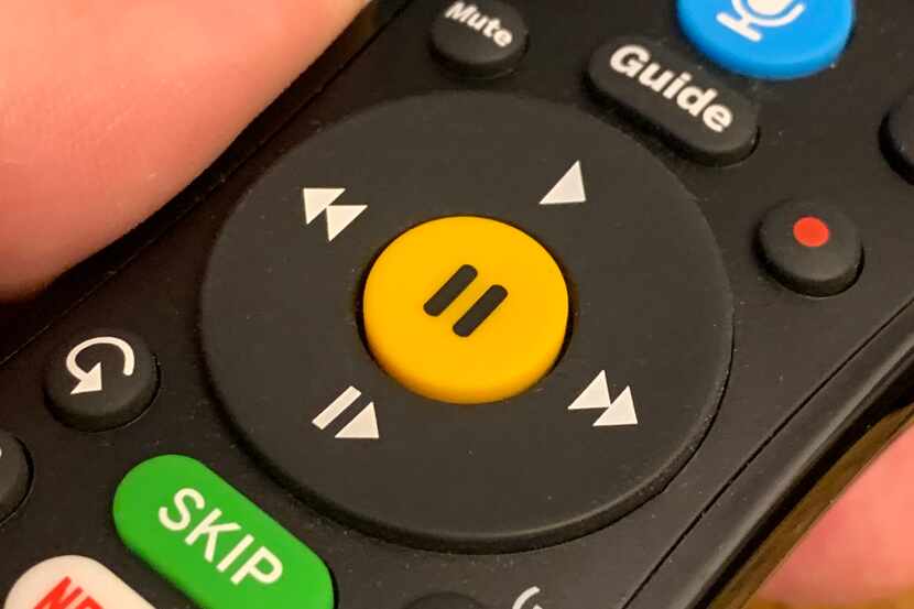The pause button on a TiVo remote control.