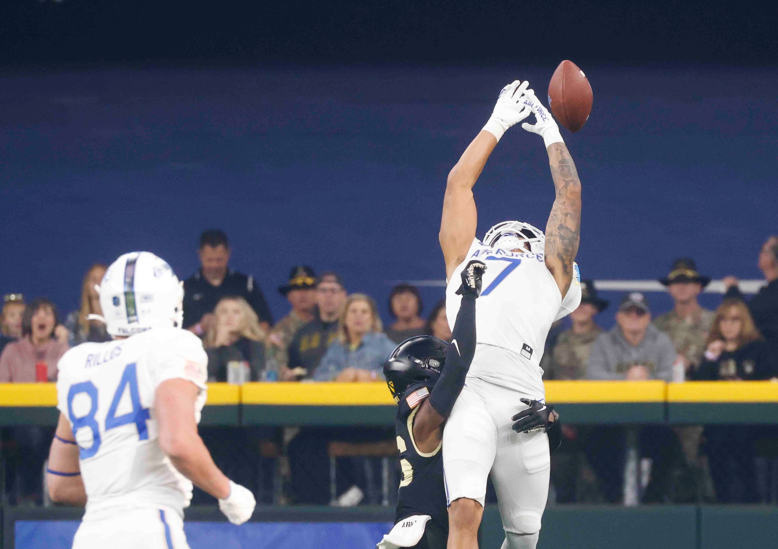 Air Force wide receiver David Cormier (7) misses to receive a pass past Army defensive back...