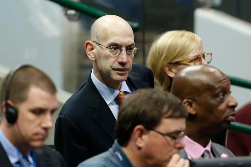 NBA Commissioner Adam Silver in attendance at the game between the Dallas Mavericks and...