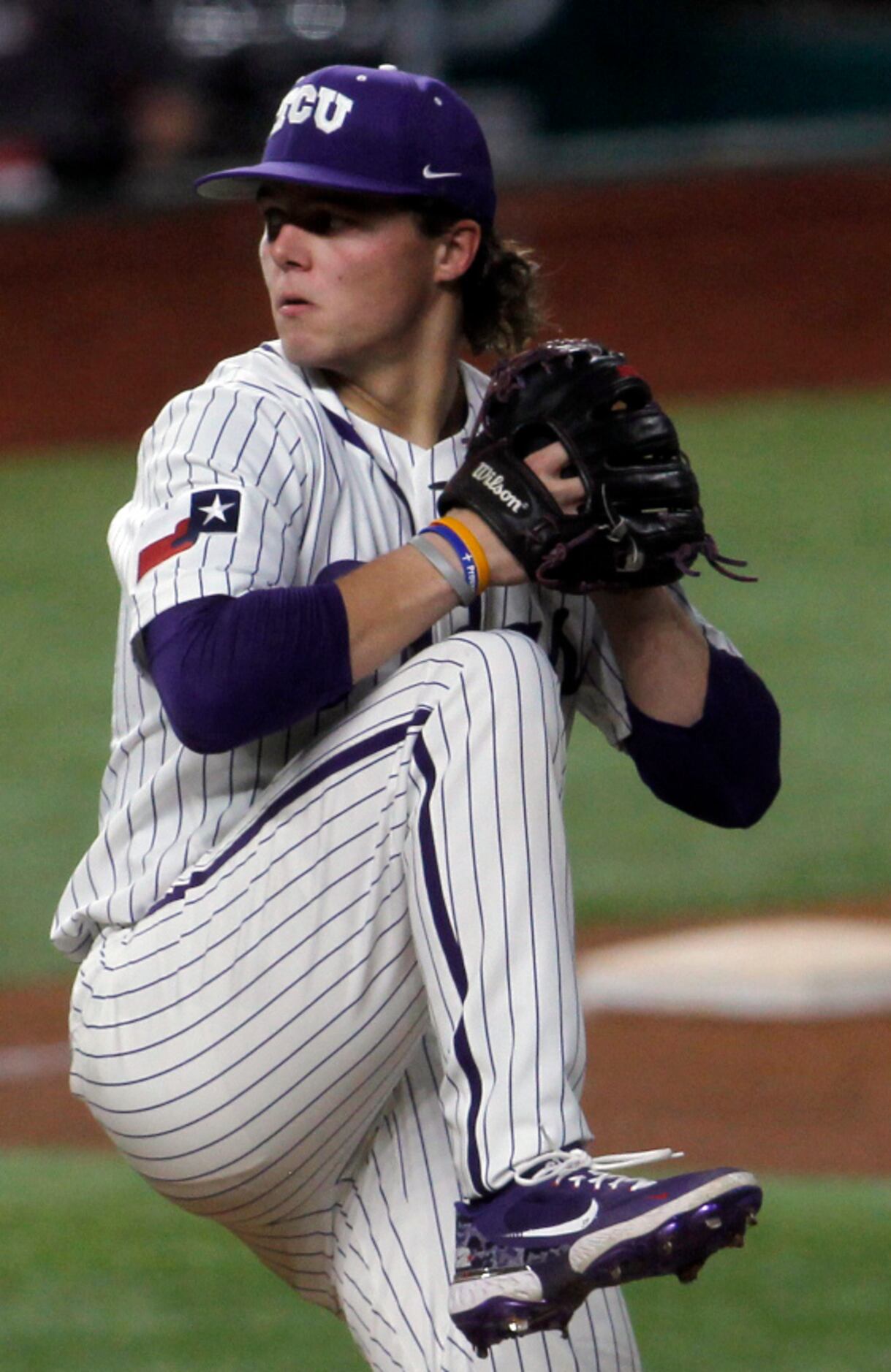 Texas Christian University pitcher Austin Krob (39) delivers a pitch during the top of the...
