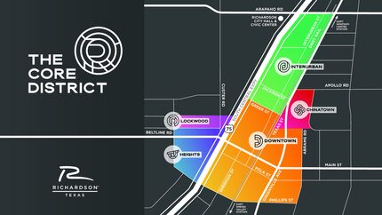 The city of Richardson's Core District is made up of five subdistricts bound by Arapaho Road...