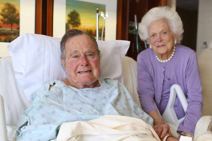 President George H.W. Bush and his wife Barbara posed for a photo at Houston Methodist...