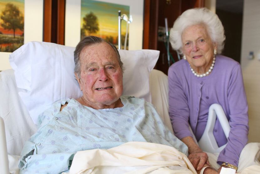 President George H.W. Bush and his wife, Barbara, at Houston Methodist Hospital last week....