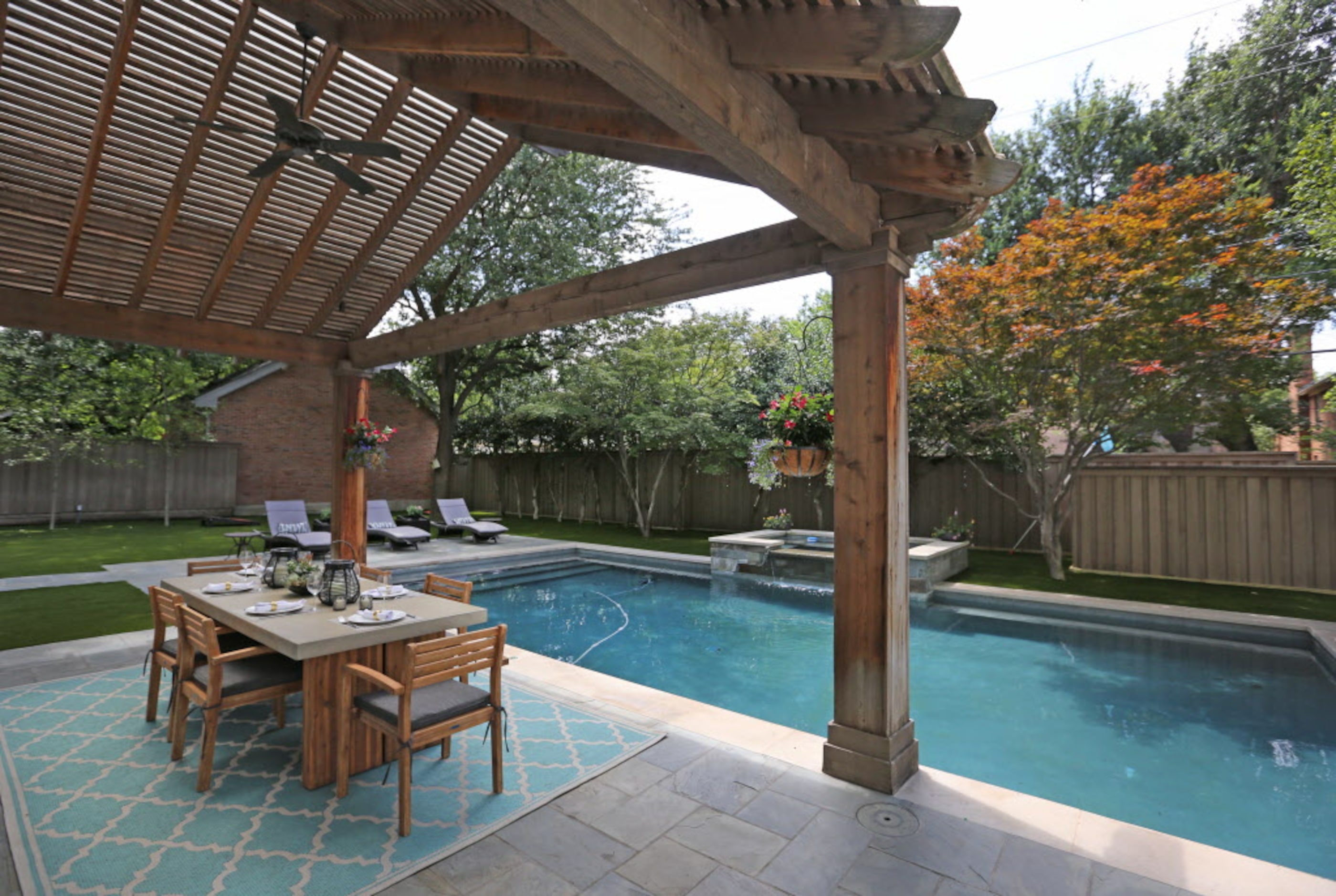 A look at the patio and pool at the home of former Dallas Stars goalie Marty Turco in Dallas...