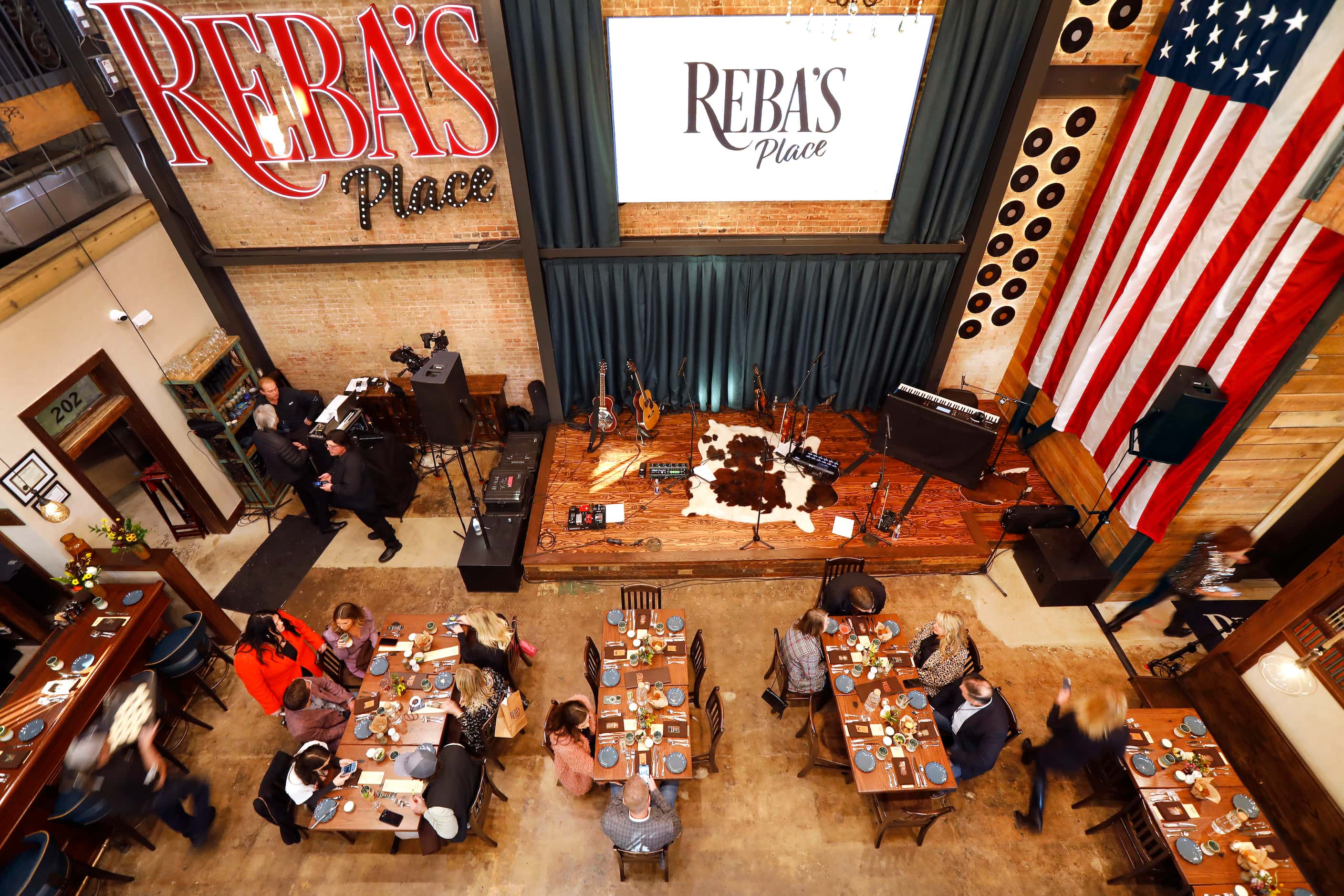 An overhead view of the dining room, bar and concert stage of Reba McEntire’s new...