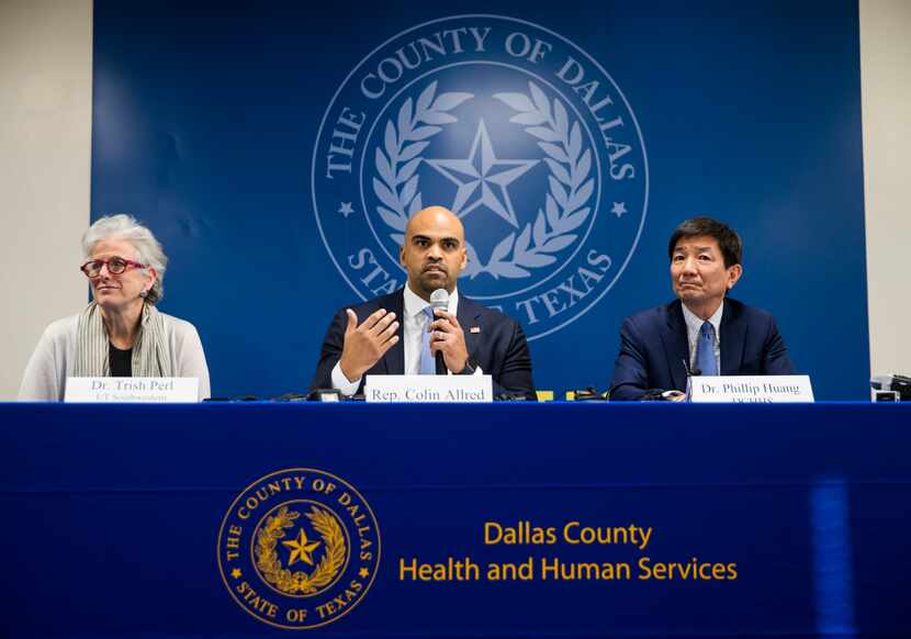 Rep. Colin Allred, D-Dallas, (center) said he was proud to be the first African-American to...