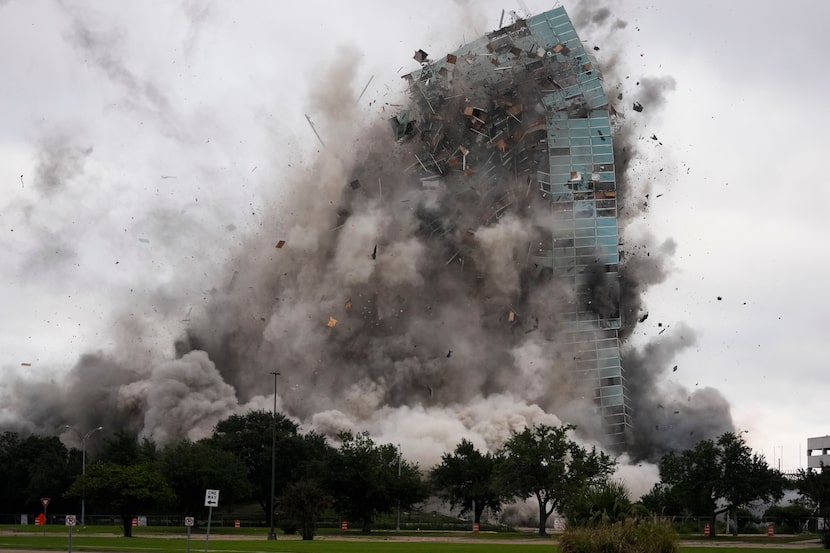 The Hertz Tower, that was heavily damaged after Hurricanes Laura and Delta in 2020, is...