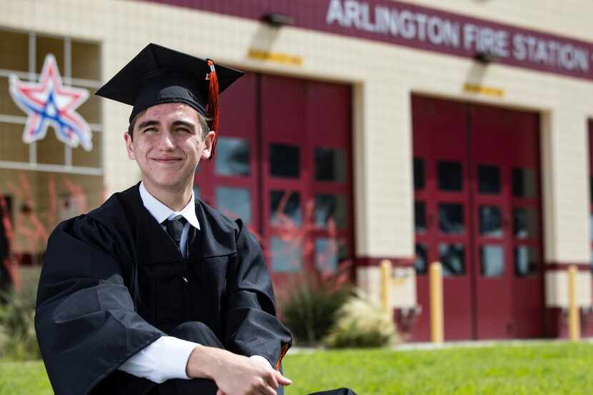 Koregan Quintanilla poses for a portrait at Arlington Fire Station 12 on Thursday, May 27,...