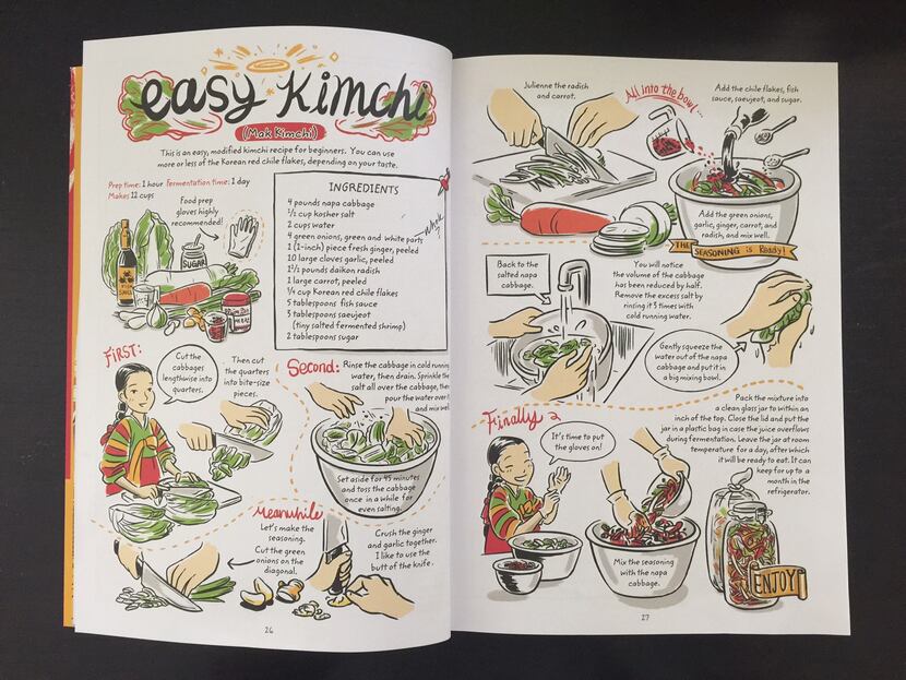 A page spread from Robin Ha's "Cook Korean!: A Comic Book with Recipes." (Leslie Brenner/Staff)