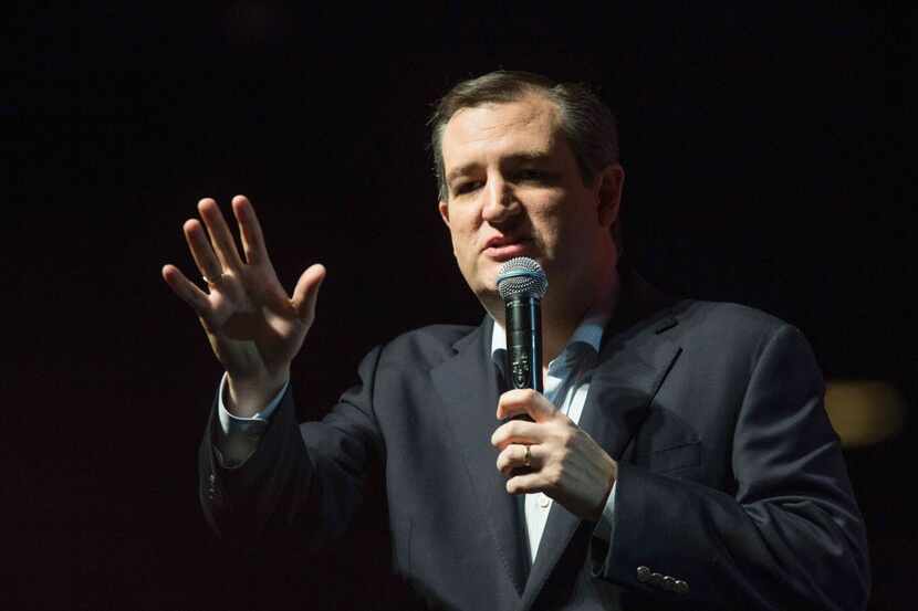 US Republican presidential hopeful Sen. Ted Cruz speaks at a presidential campaign rally in...