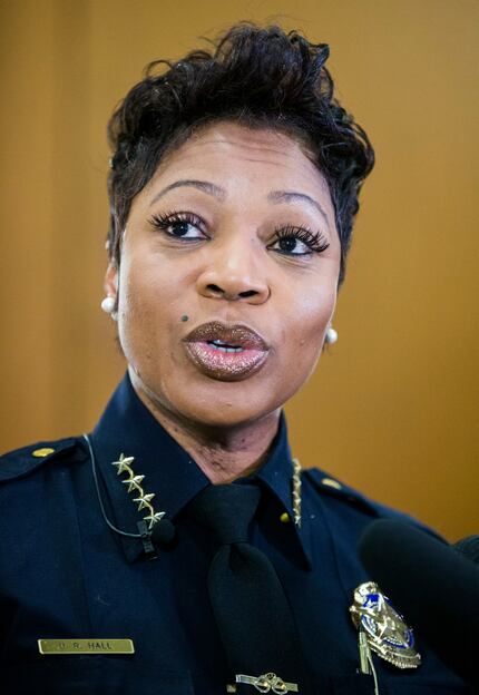 Police Chief U. Renee Hall spoke to reporters before Saturday's forum.